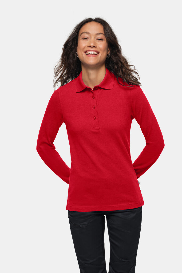HAKRO Damen Longsleeve-Poloshirt MIKRALINAR® - rot