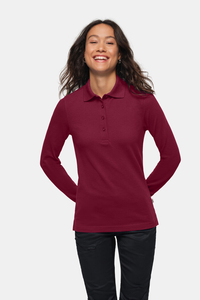 HAKRO Damen Longsleeve-Poloshirt MIKRALINAR® - weinrot