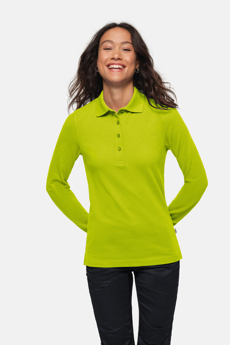 HAKRO Damen Longsleeve-Poloshirt MIKRALINAR® - kiwi
