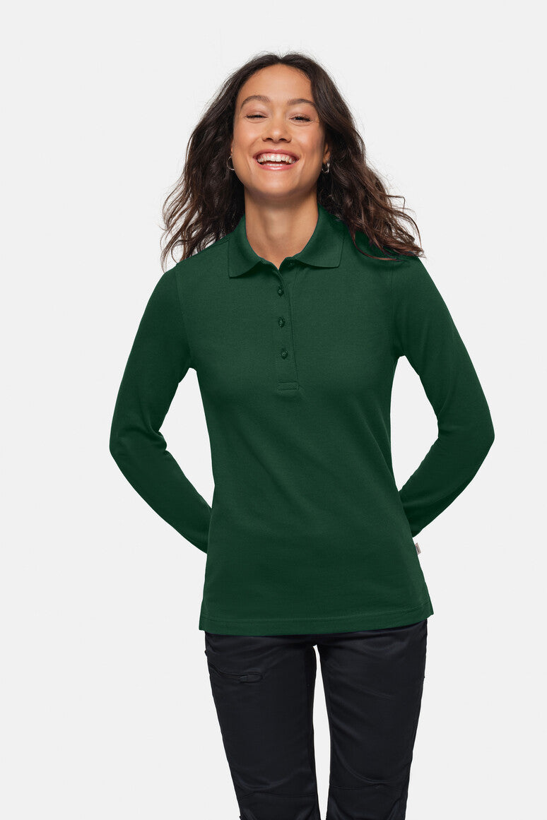 HAKRO Damen Longsleeve-Poloshirt MIKRALINAR® - tanne