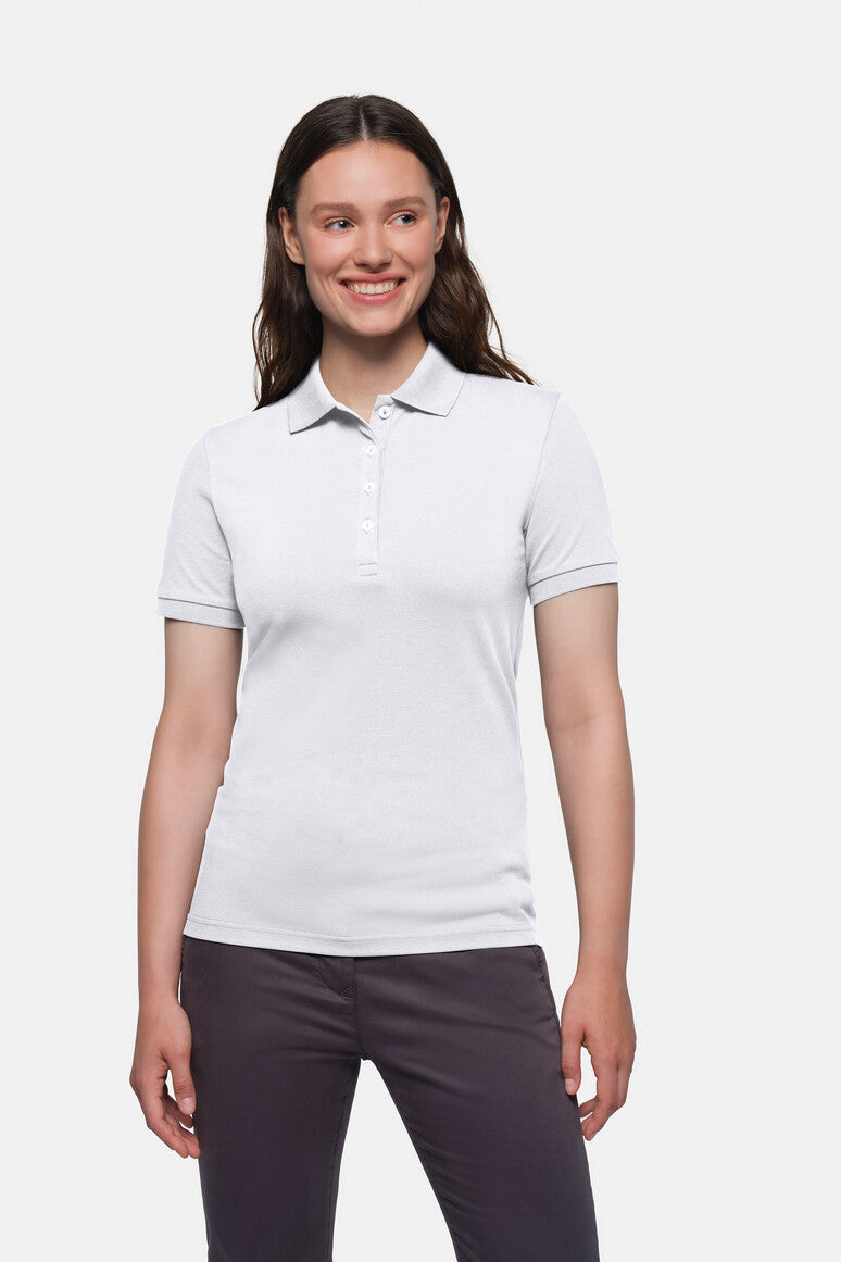 HAKRO Damen Poloshirt Stretch - weiß