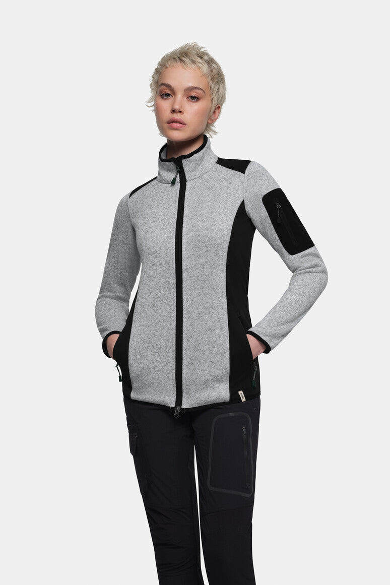 HAKRO Damen Strickfleecejacke - grau meliert