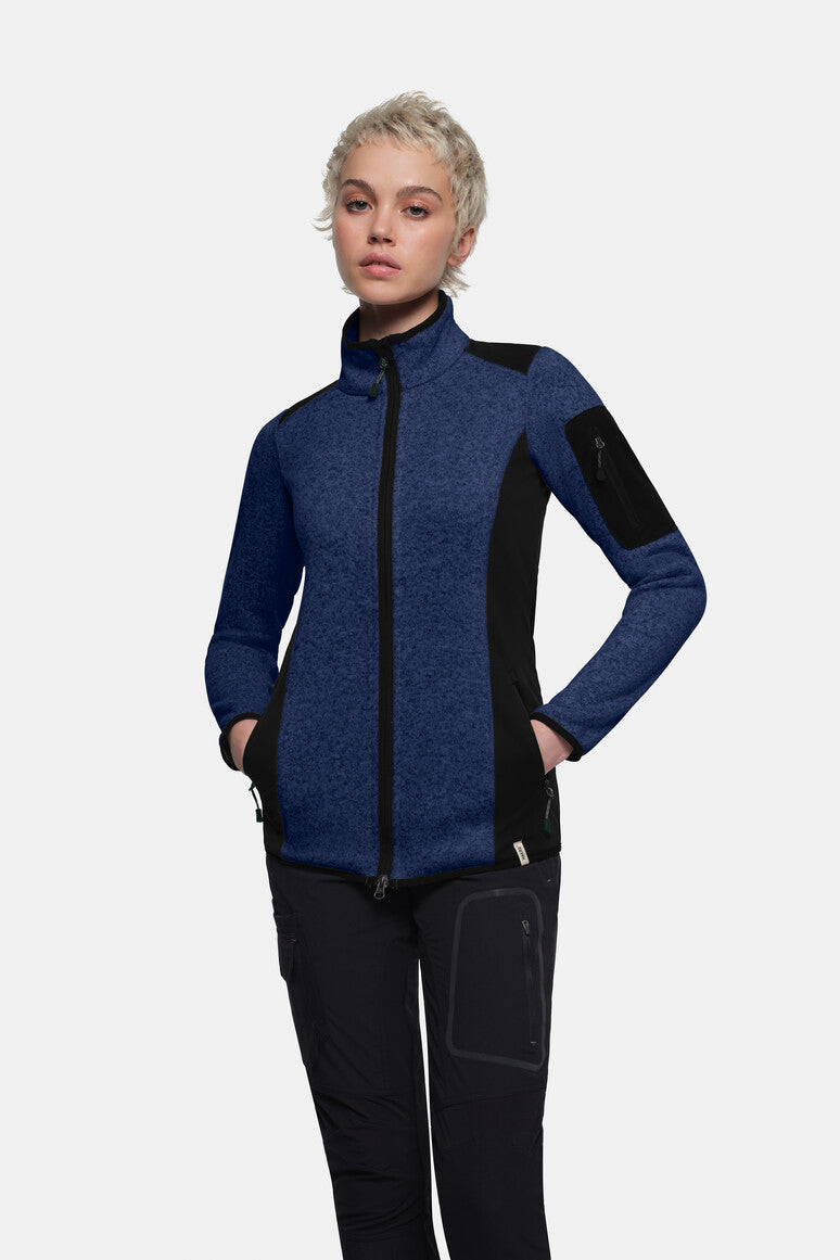 HAKRO Damen Strickfleecejacke - marine meliert
