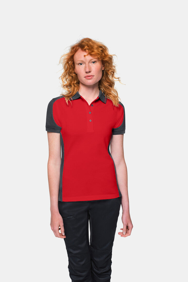 HAKRO Damen Poloshirt Contrast MIKRALINAR® - rot/anthrazit