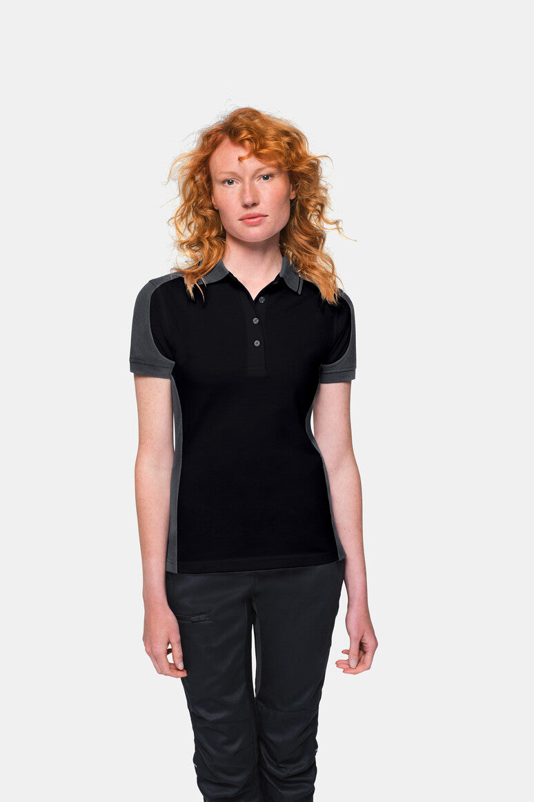HAKRO Damen Poloshirt Contrast MIKRALINAR® - schwarz/anthrazit