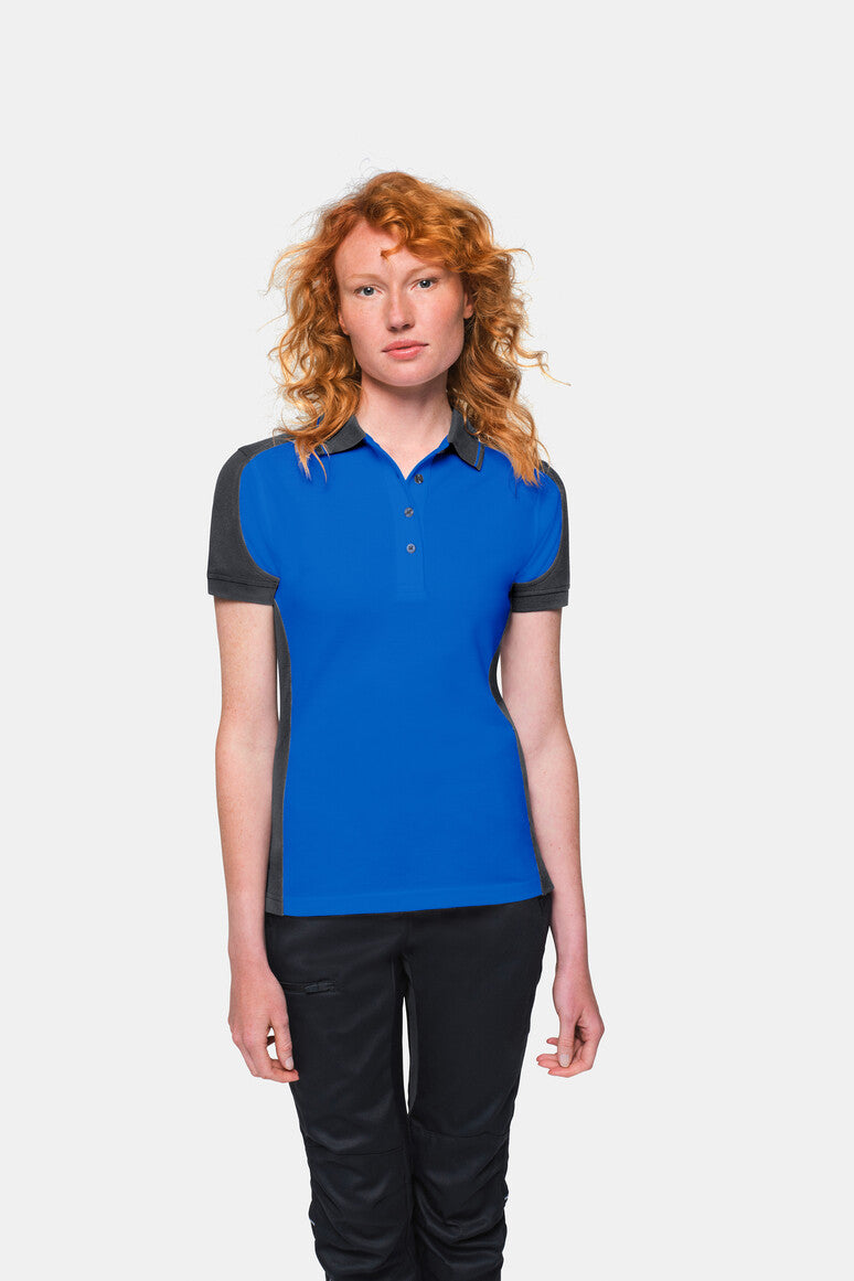 HAKRO Damen Poloshirt Contrast MIKRALINAR® - royalblau/anthrazit