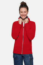 HAKRO Damen Kapuzenjacke Bonded ECO - rot/silber