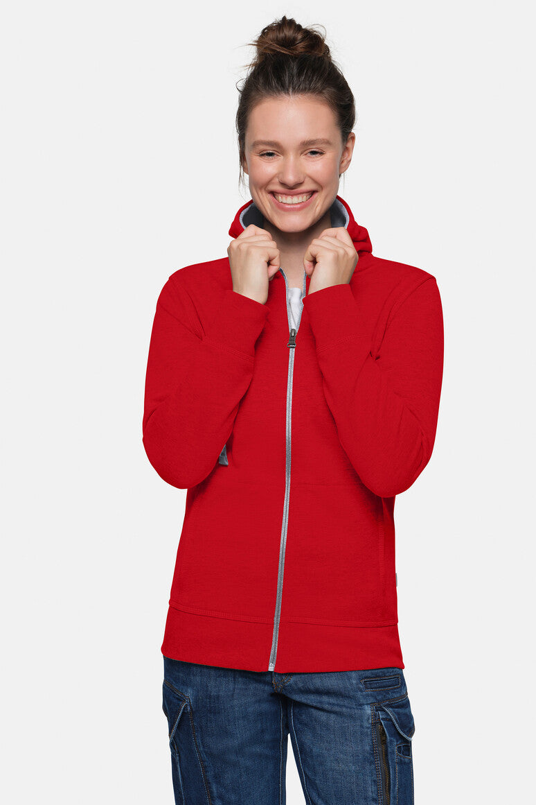 HAKRO Damen Kapuzenjacke Bonded ECO - rot/silber