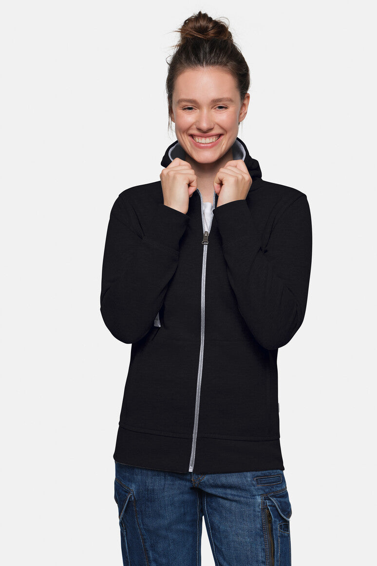 HAKRO Damen Kapuzenjacke Bonded ECO - schwarz/silber