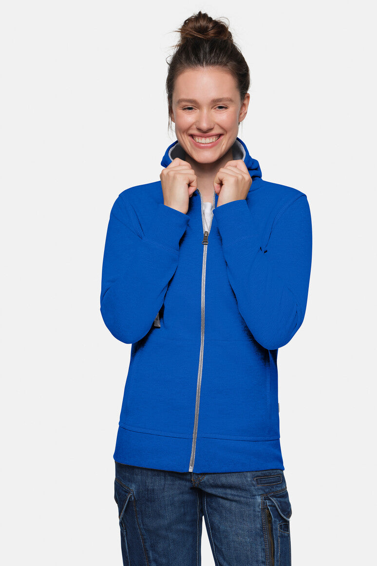 HAKRO Damen Kapuzenjacke Bonded ECO - royalblau/silber