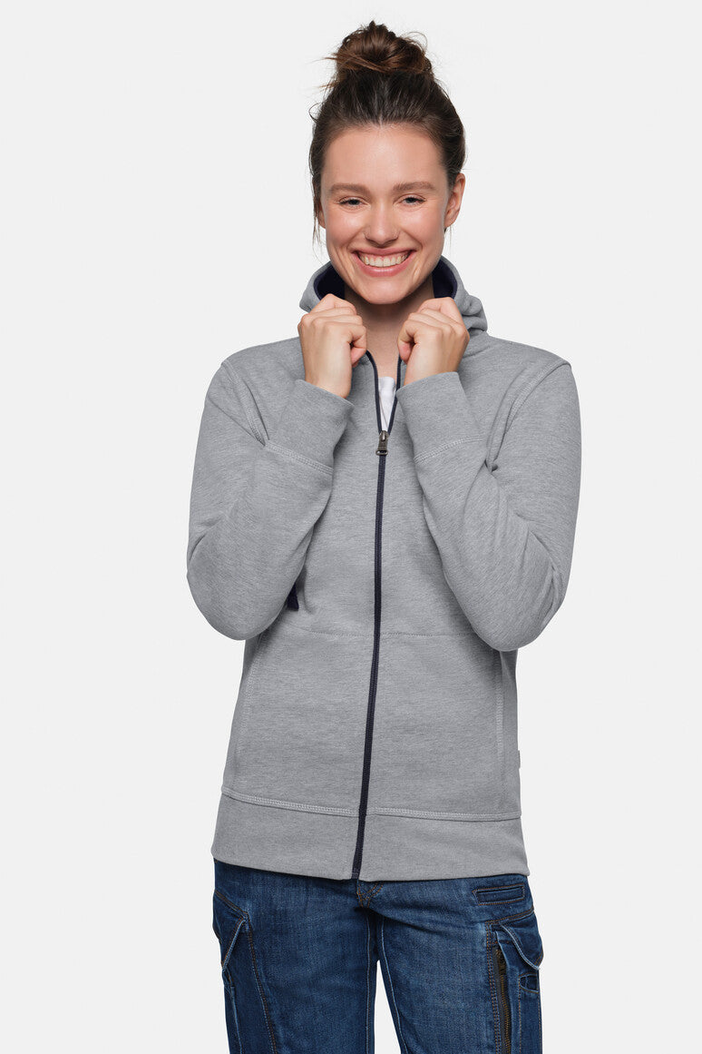 HAKRO Damen Kapuzenjacke Bonded ECO - grau meliert/tinte