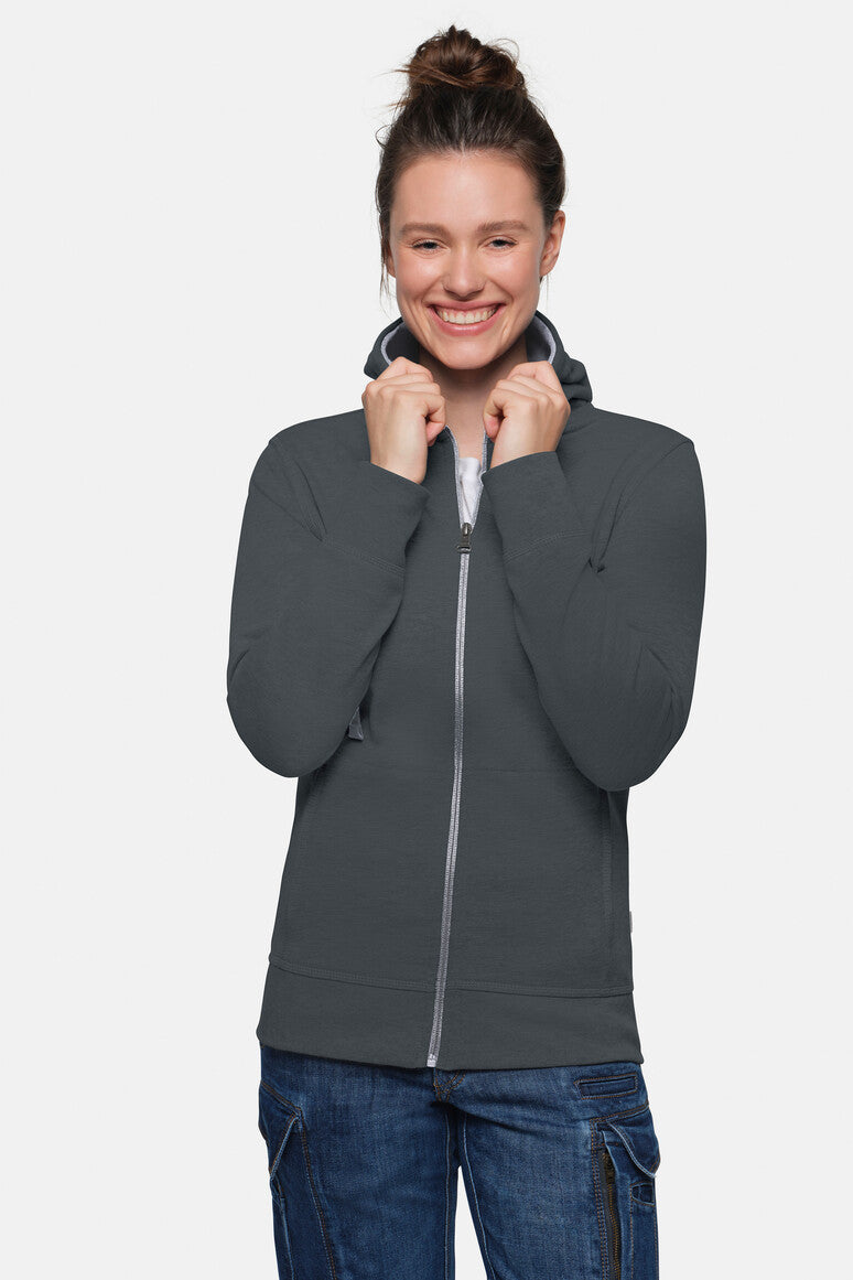 HAKRO Damen Kapuzenjacke Bonded ECO - anthrazit/silber
