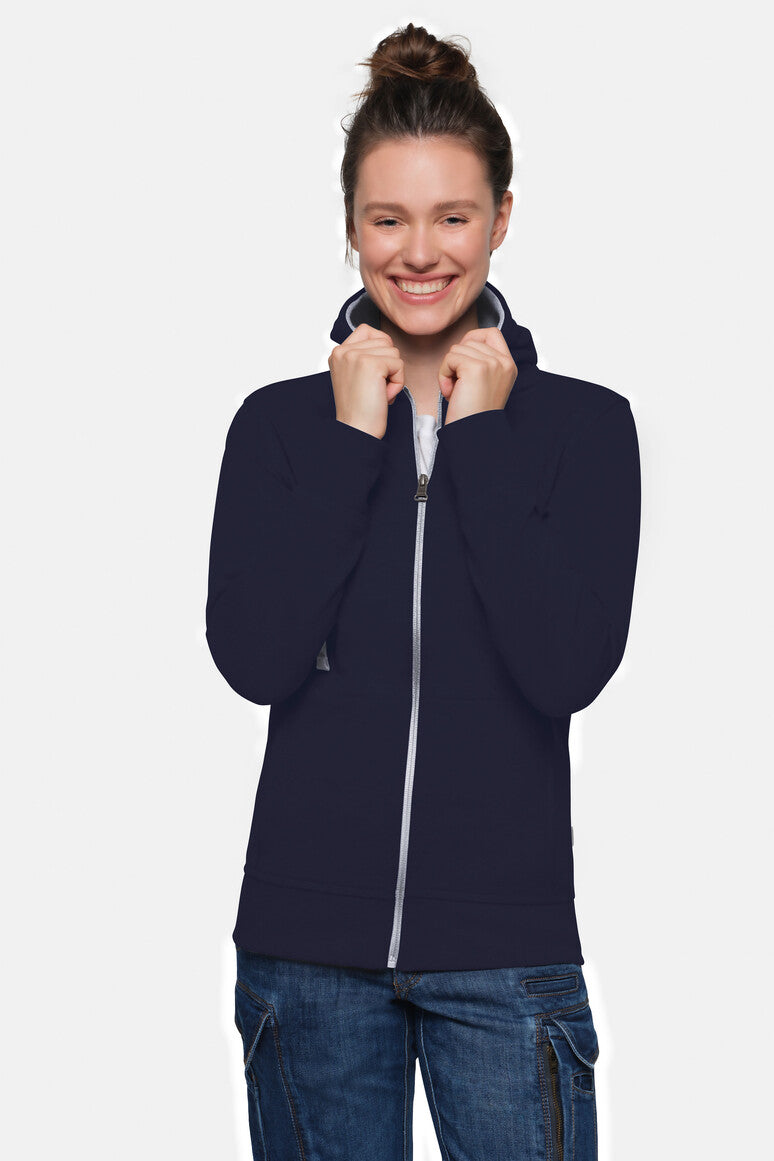 HAKRO Damen Kapuzenjacke Bonded ECO - tinte/silber
