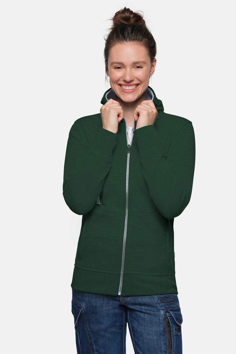 HAKRO Damen Kapuzenjacke Bonded ECO - tanne/silber
