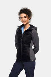 HAKRO Damen Kapuzen-Hybridjacke Contrast - schwarz