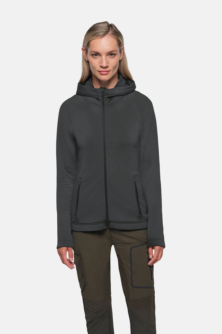 HAKRO Damen Kapuzen-Tecjacke ECO - karbongrau