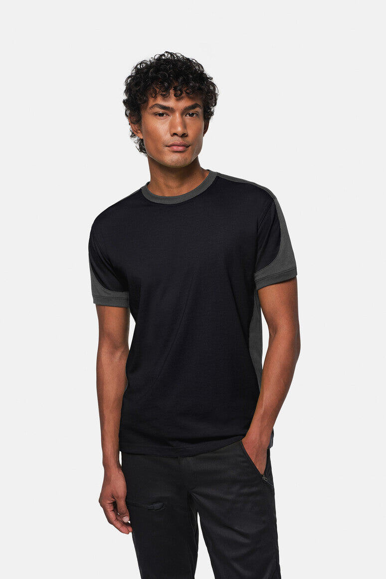 HAKRO T-Shirt Contrast MIKRALINAR® - schwarz/anthrazit
