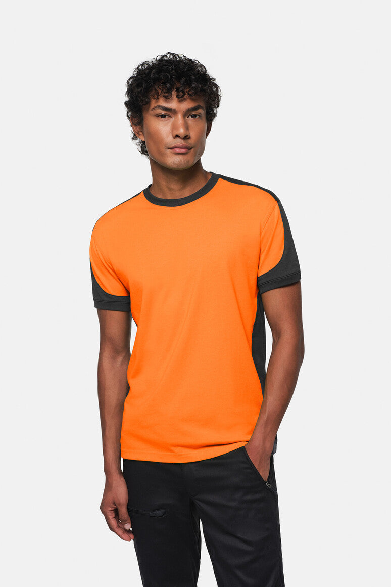 HAKRO T-Shirt Contrast MIKRALINAR® - orange/anthrazit