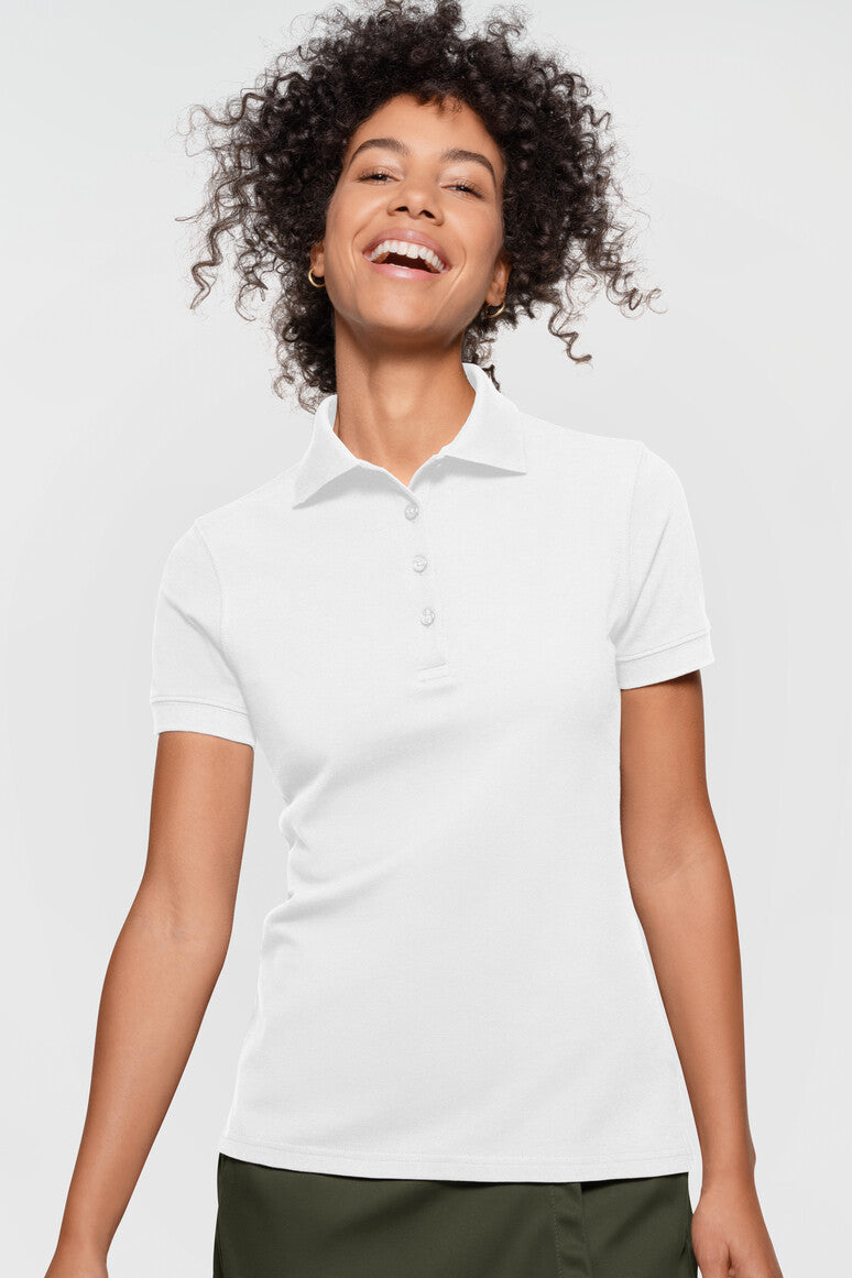 Label-Free Damen Poloshirt Heavy MIKRALINAR® ECO - weiß