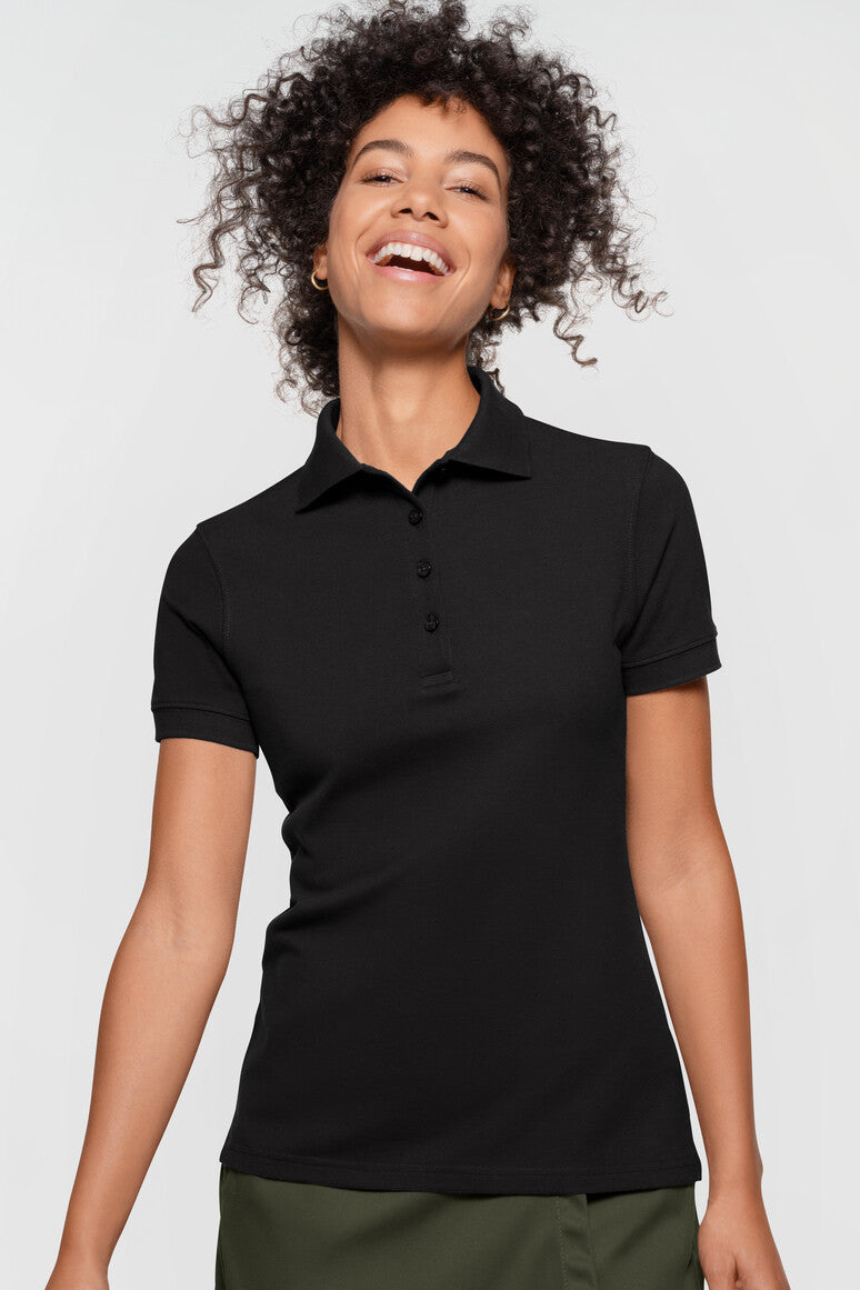 Label-Free Damen Poloshirt Heavy MIKRALINAR® ECO - schwarz