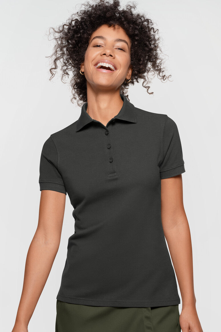 Label-Free Damen Poloshirt Heavy MIKRALINAR® ECO - karbongrau