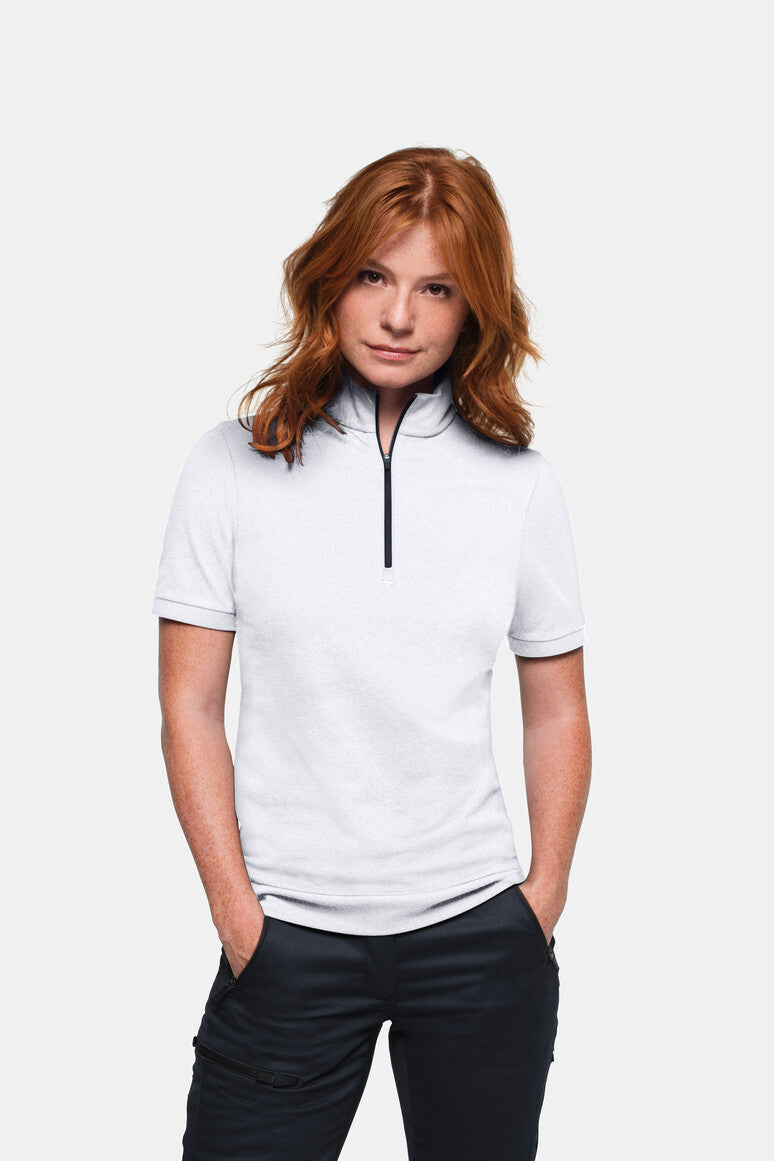 HAKRO Damen Zip-Shirt Piqué MIKRALINAR® ECO - weiß