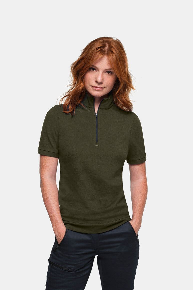 HAKRO Damen Zip-Shirt Piqué MIKRALINAR® ECO - olive
