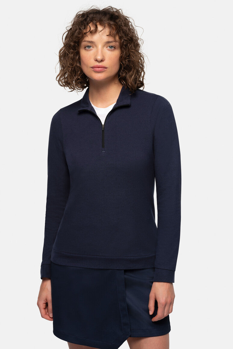 HAKRO Damen Zip-Longsleeve Piqué MIKRALINAR® ECO - tinte