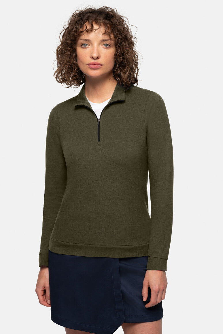 HAKRO Damen Zip-Longsleeve Piqué MIKRALINAR® ECO - olive