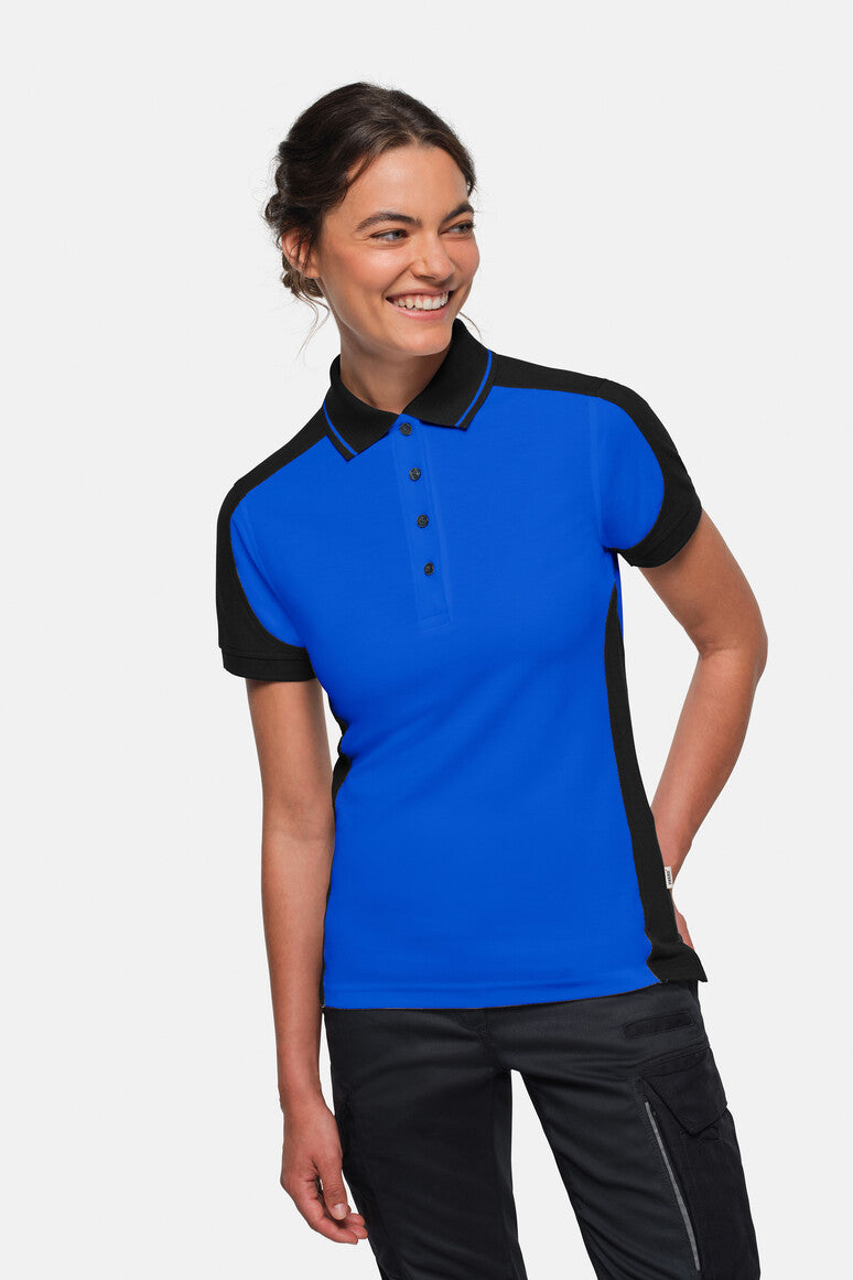 HAKRO Damen Poloshirt Contrast MIKRALINAR® ECO - royalblau/schwarz