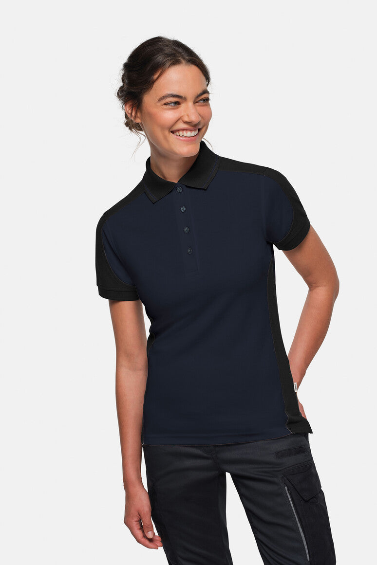 HAKRO Damen Poloshirt Contrast MIKRALINAR® ECO - tinte/schwarz
