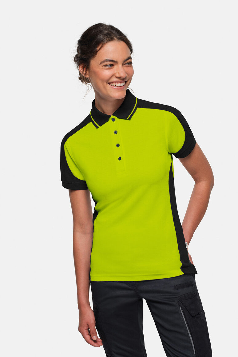 HAKRO Damen Poloshirt Contrast MIKRALINAR® ECO - kiwi/schwarz