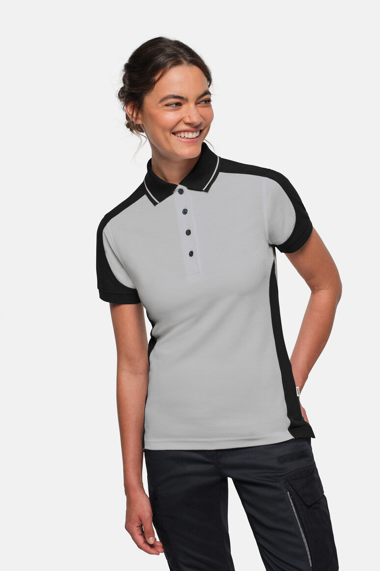 HAKRO Damen Poloshirt Contrast MIKRALINAR® ECO - titan/schwarz