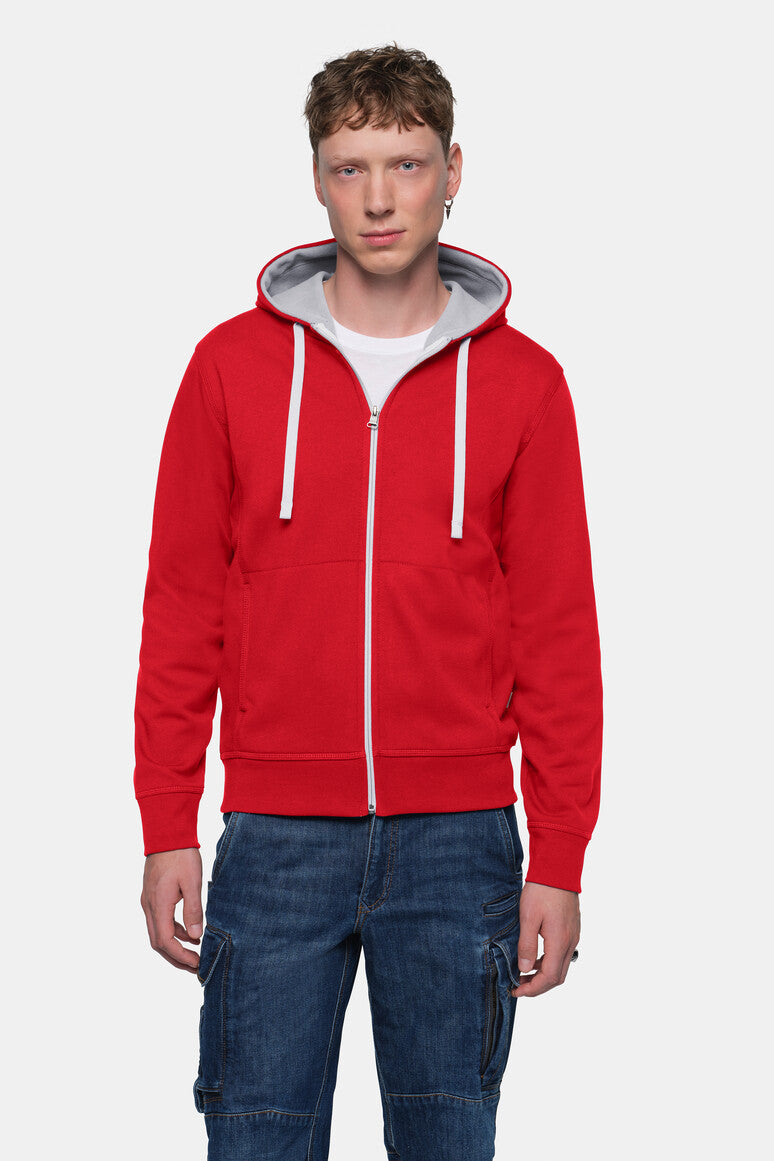 HAKRO Kapuzenjacke Bonded ECO - rot/silber