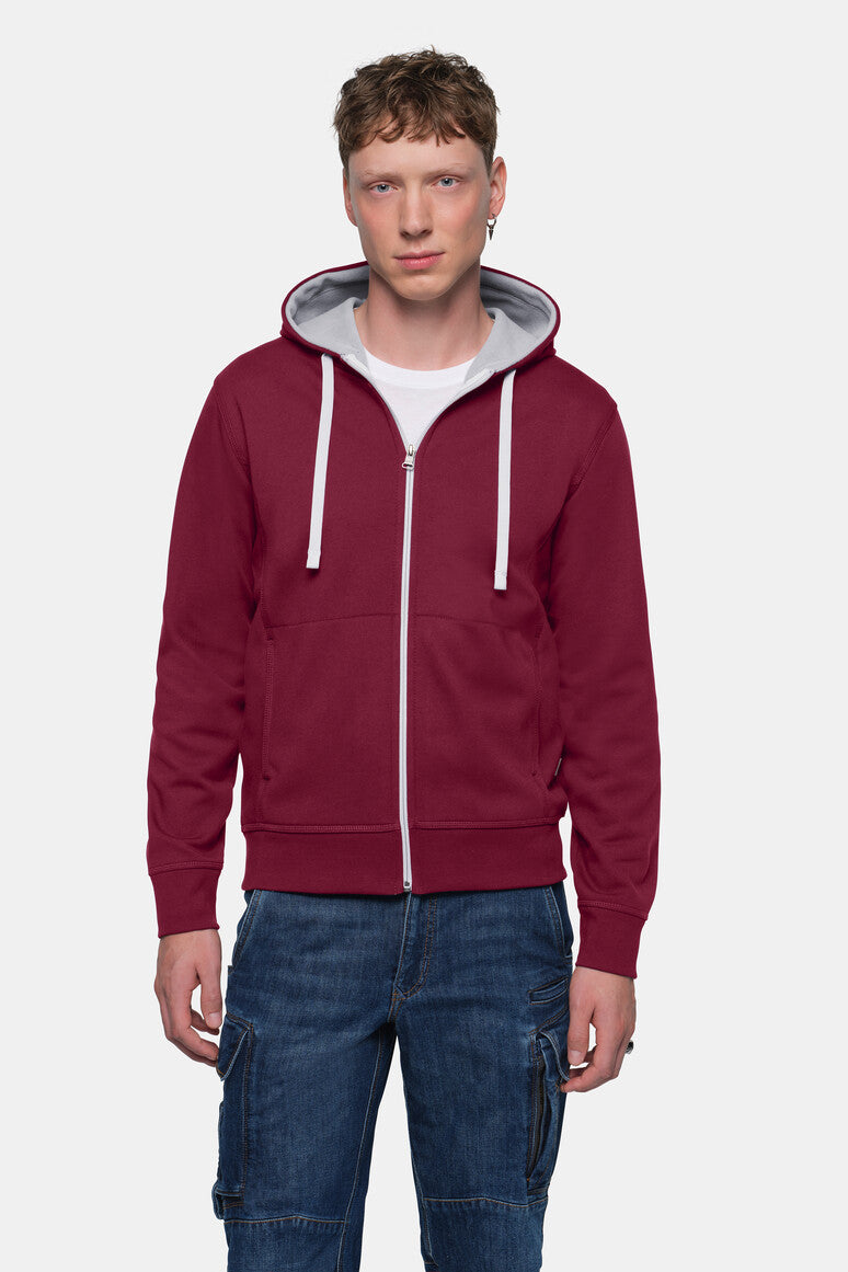 HAKRO Kapuzenjacke Bonded ECO - weinrot/silber