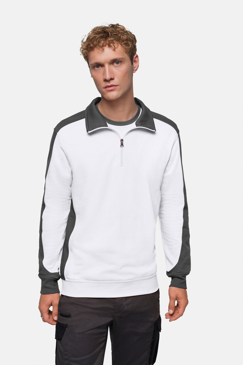 HAKRO Zip-Sweatshirt Contrast MIKRALINAR® - weiß/anthrazit