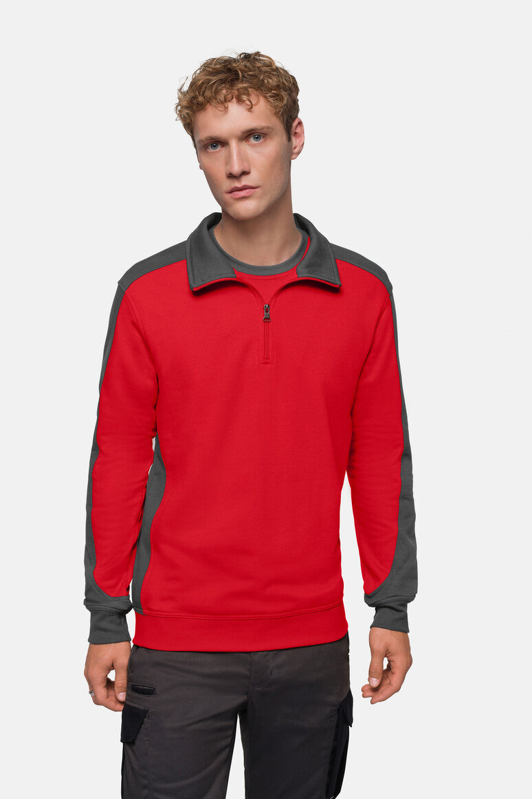 HAKRO Zip-Sweatshirt Contrast MIKRALINAR® - rot/anthrazit