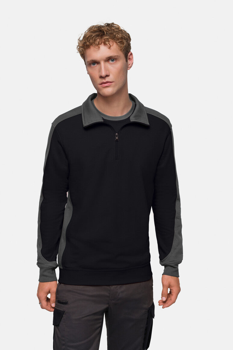 HAKRO Zip-Sweatshirt Contrast MIKRALINAR® - schwarz/anthrazit