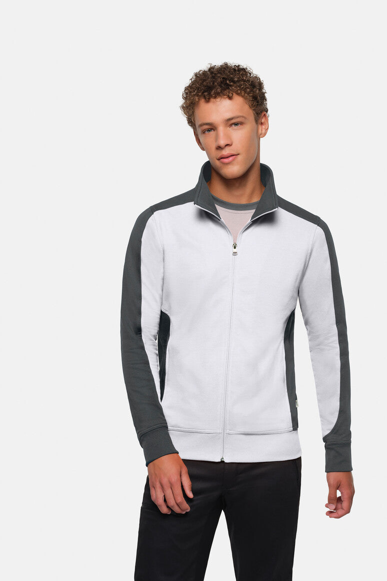HAKRO Sweatjacke Contrast MIKRALINAR® - weiß/anthrazit