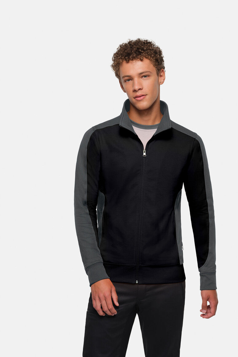 HAKRO Sweatjacke Contrast MIKRALINAR® - schwarz/anthrazit