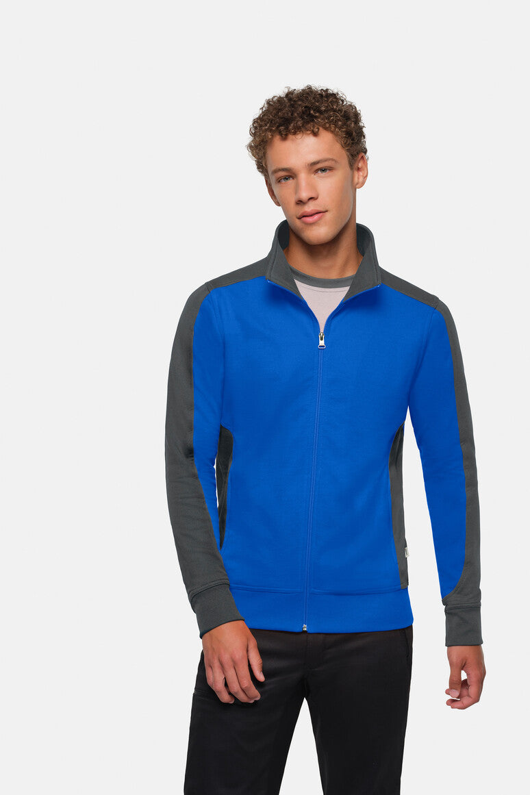 HAKRO Sweatjacke Contrast MIKRALINAR® - royalblau/anthrazit