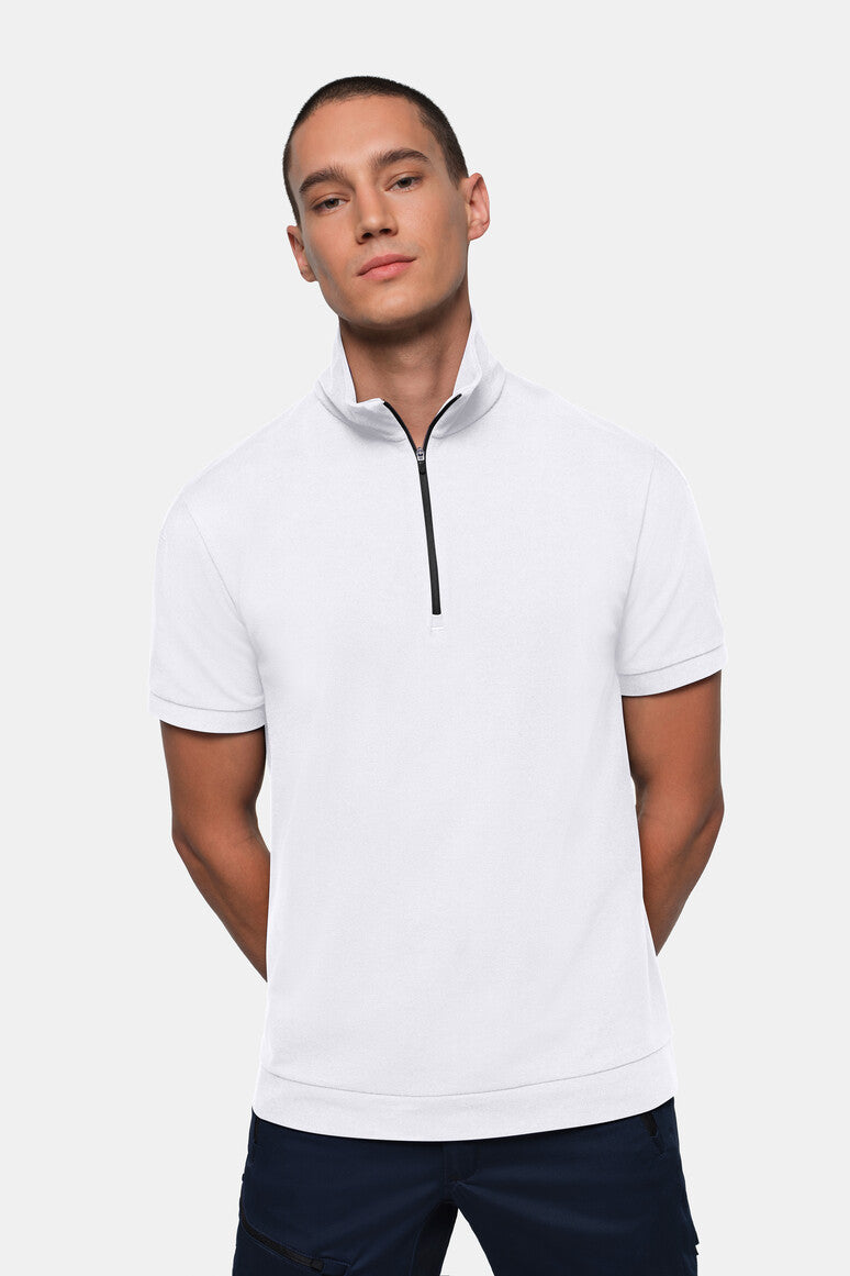 HAKRO Zip-Shirt Piqué MIKRALINAR® ECO - weiß