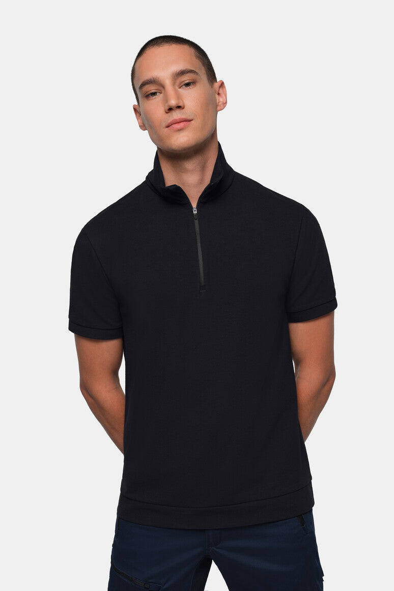HAKRO Zip-Shirt Piqué MIKRALINAR® ECO - schwarz