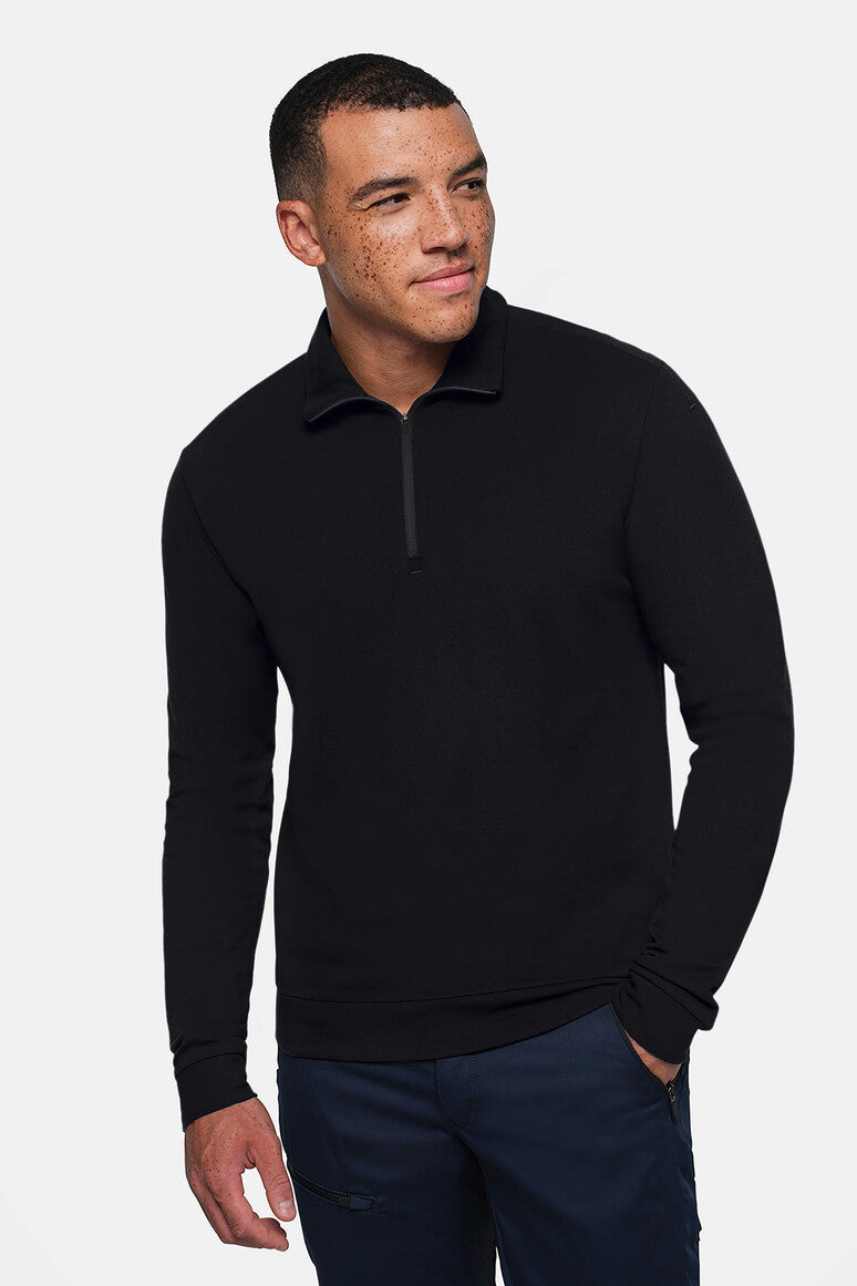 HAKRO Zip-Longsleeve Piqué MIKRALINAR® ECO - schwarz