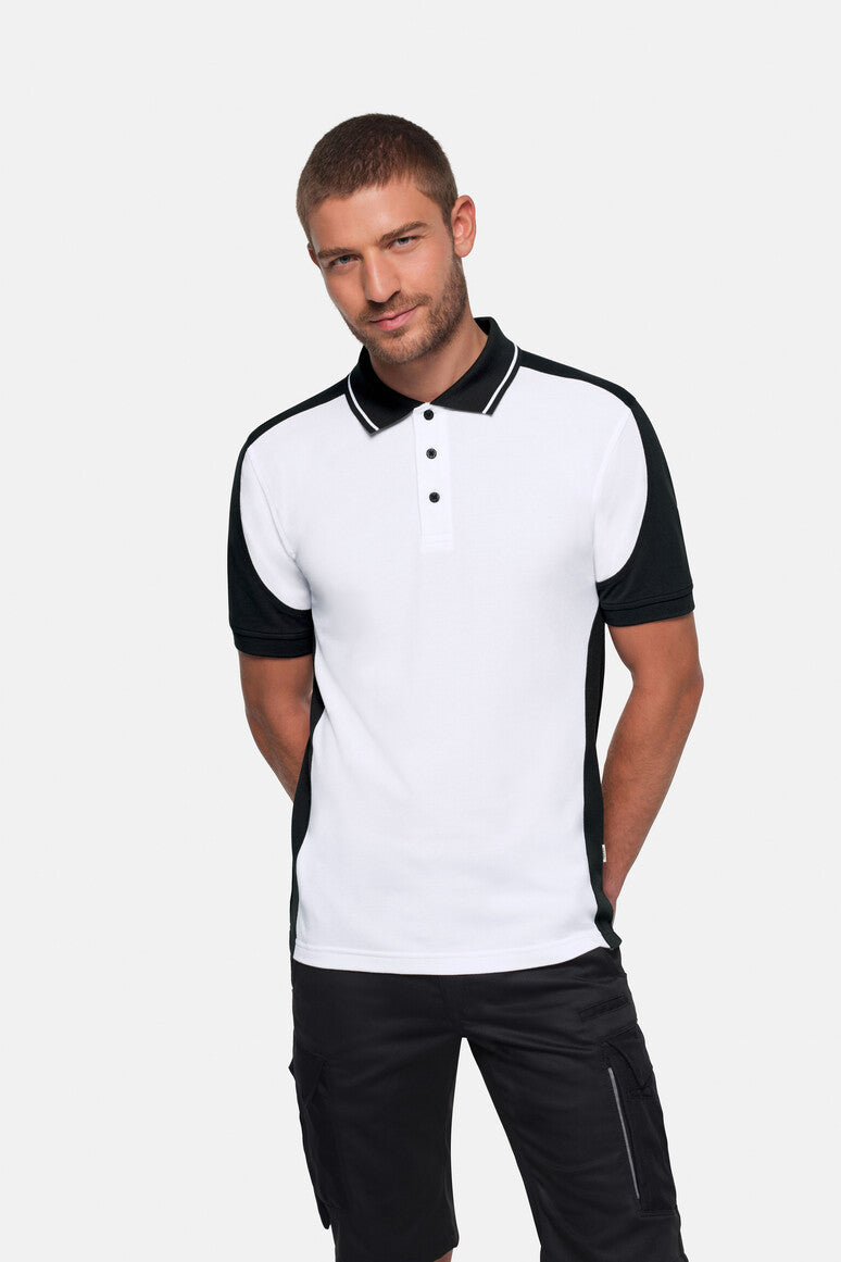 HAKRO Poloshirt Contrast  MIKRALINAR® ECO - weiß/schwarz