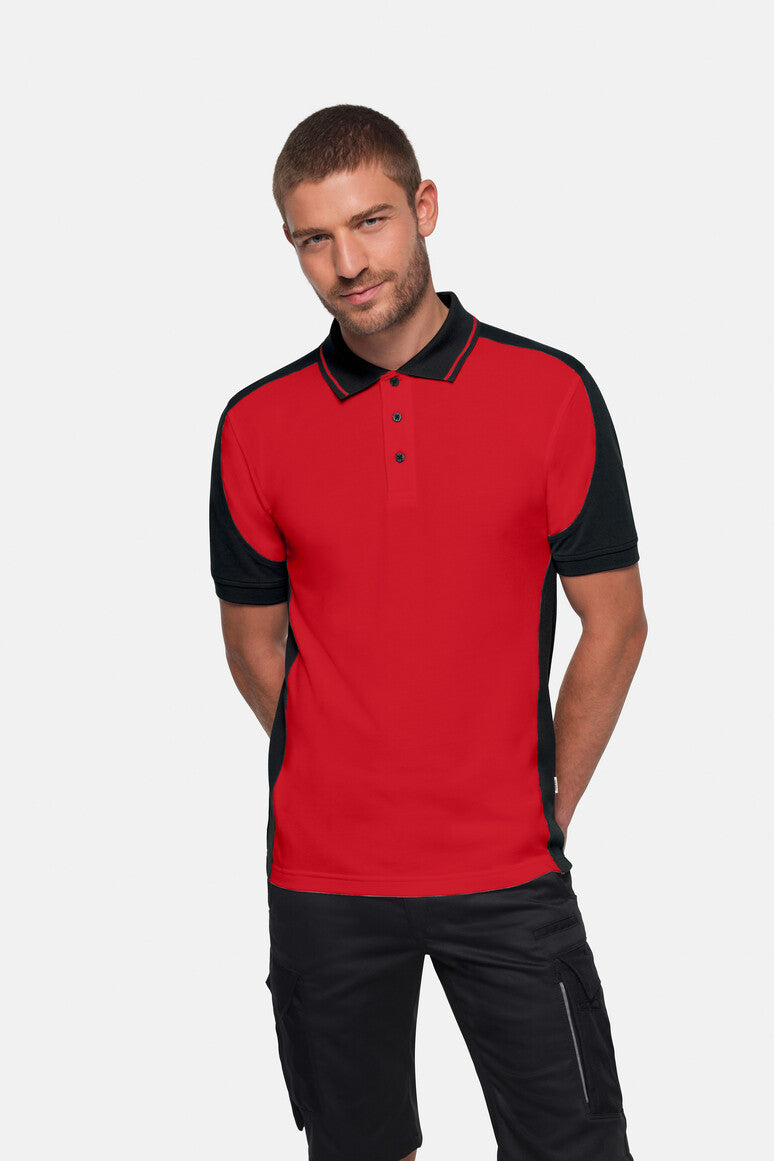 HAKRO Poloshirt Contrast  MIKRALINAR® ECO - rot/schwarz