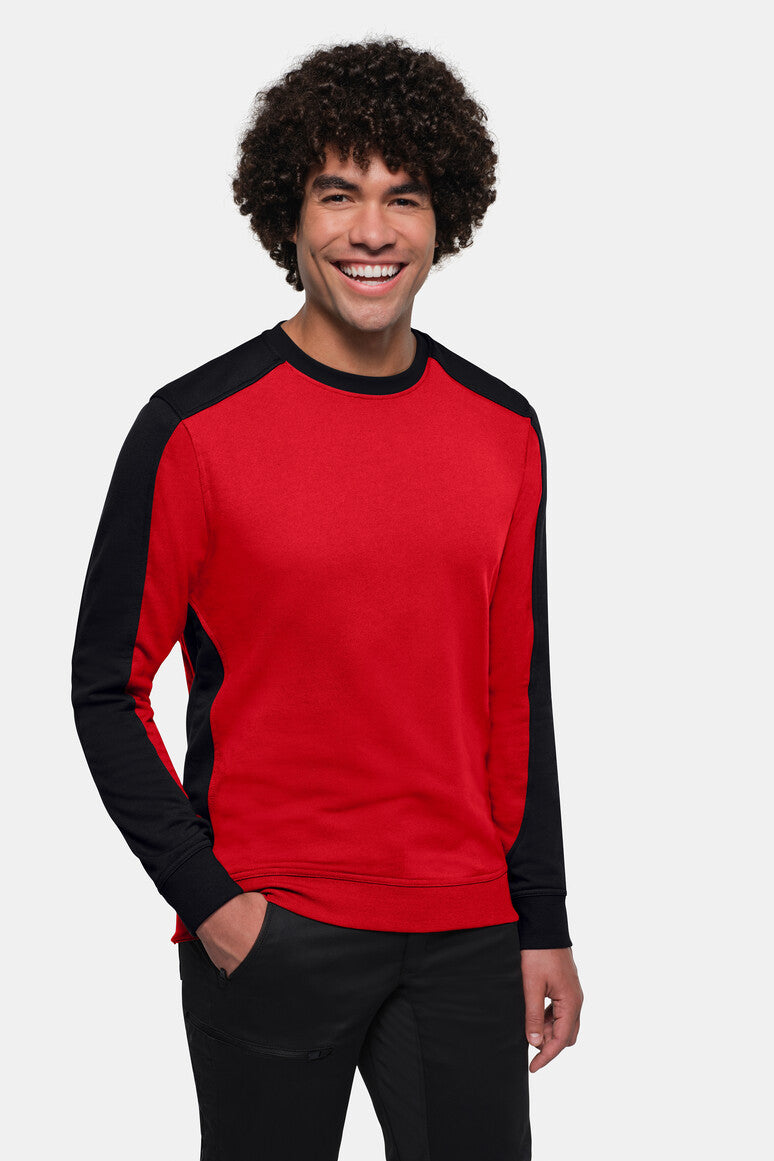 HAKRO Sweatshirt Contrast MIKRALINAR® ECO - rot/schwarz