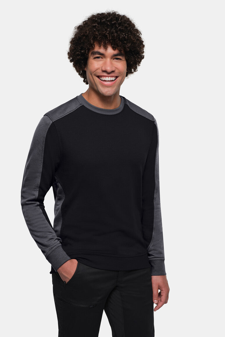 HAKRO Sweatshirt Contrast MIKRALINAR® ECO - schwarz/karbongrau