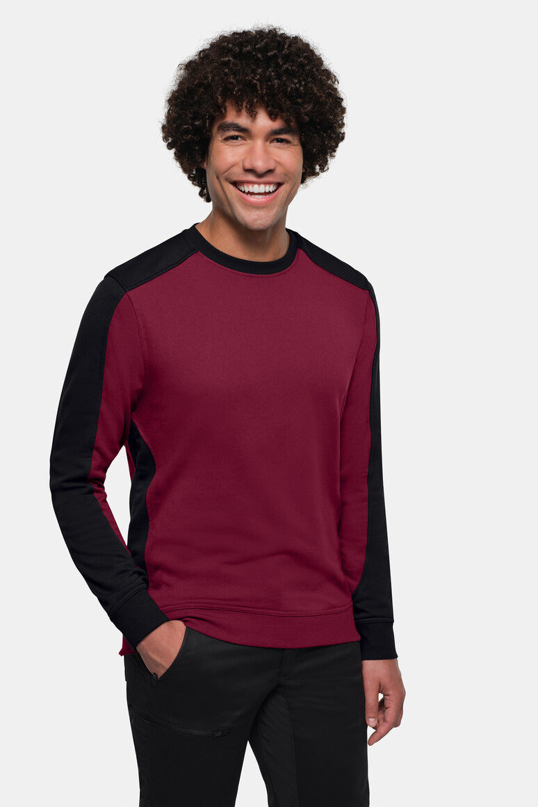 HAKRO Sweatshirt Contrast MIKRALINAR® ECO - weinrot/schwarz