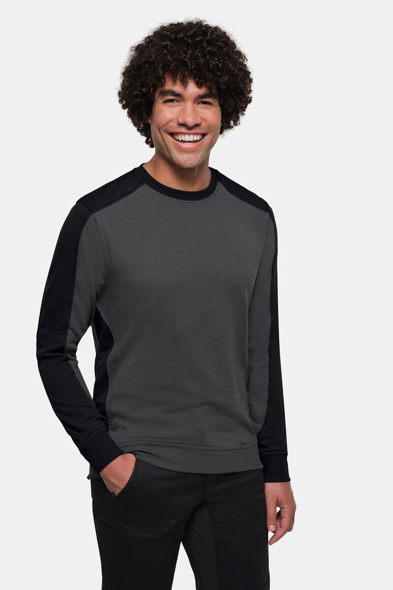HAKRO Sweatshirt Contrast MIKRALINAR® ECO - karbongrau/schwarz